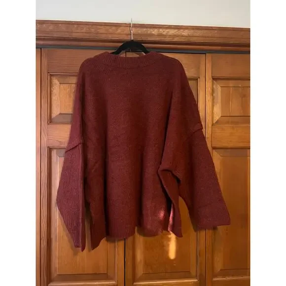 NWT Madewell Women's Plus Cable Havener Pullover Sweater Heather Auburn Size 4X